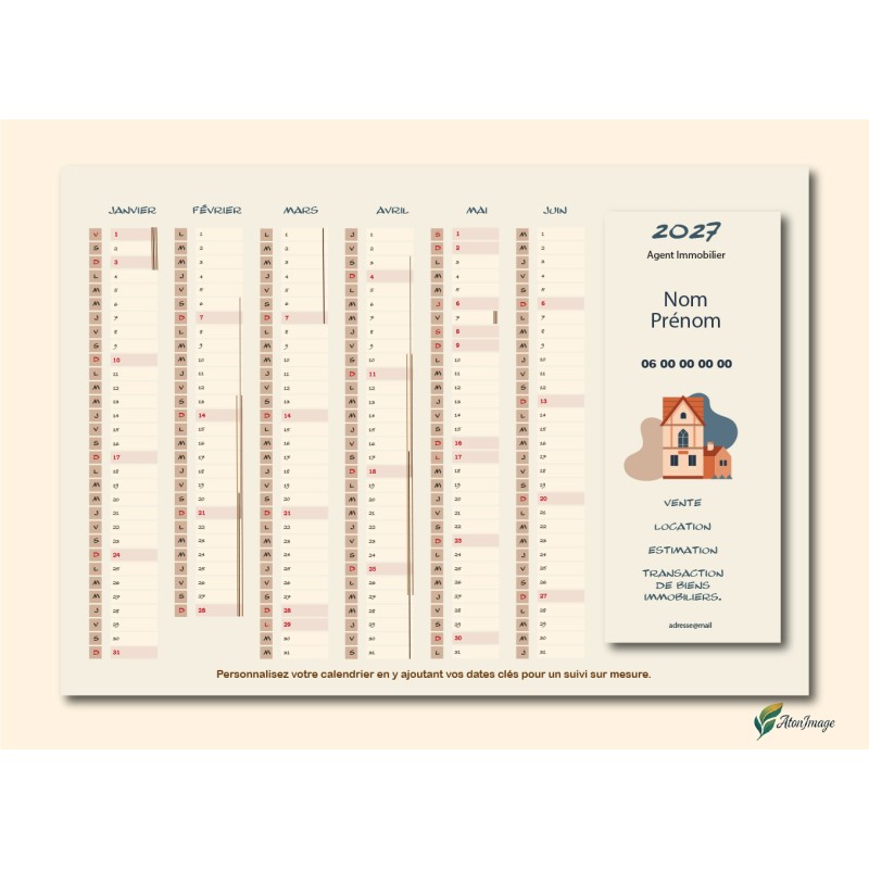 Calendriers A4 recto/verso