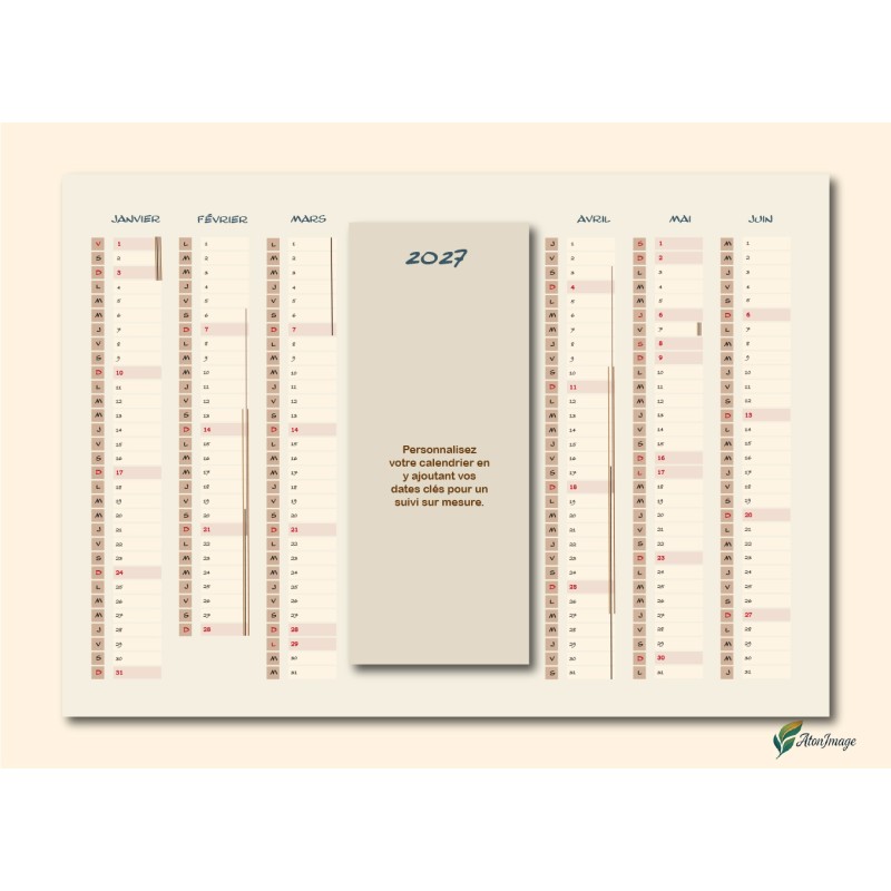 Calendriers A4 recto/verso