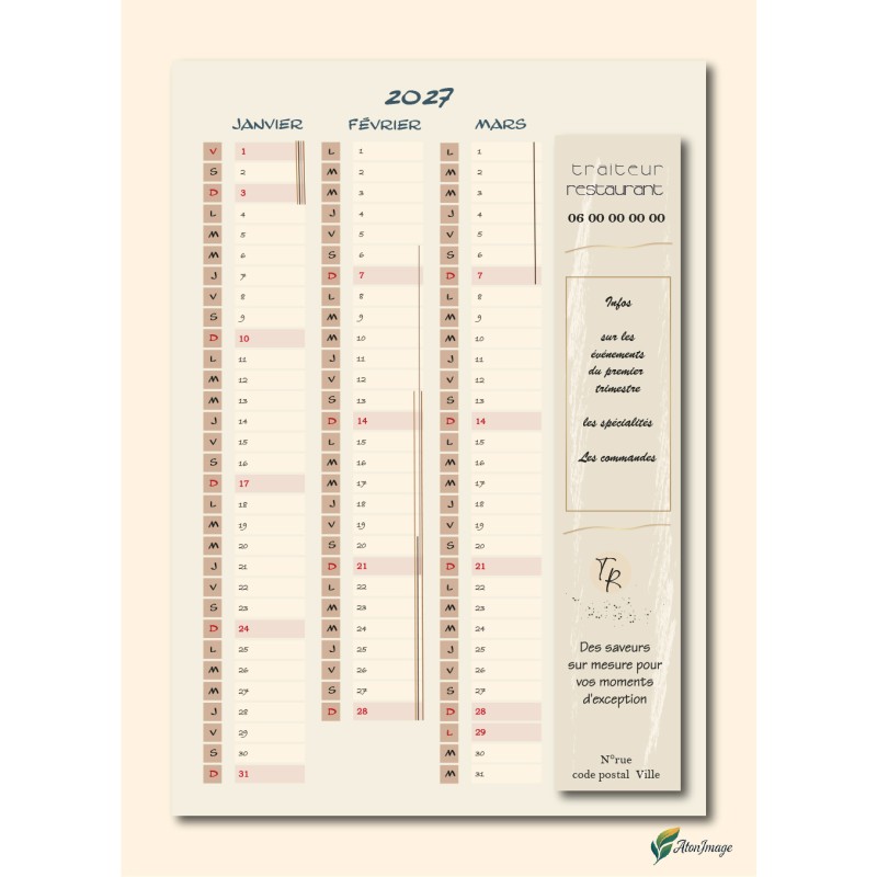 Calendriers A4 recto/verso