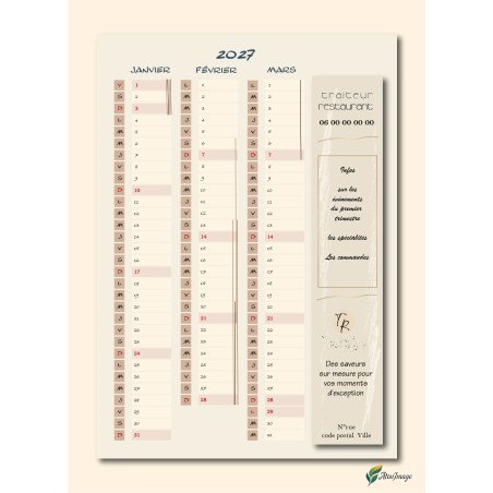 Calendriers A4 recto/verso