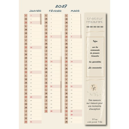 Calendriers A4 recto/verso portrait