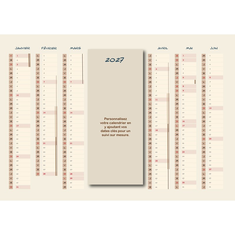 Calendriers A4 recto/verso personnalisés au centre