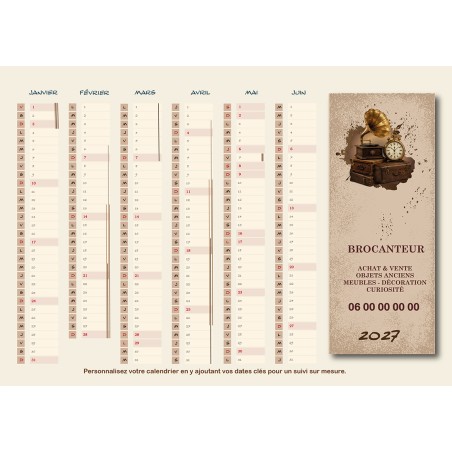 Calendriers A4 recto/verso personnalisable style brocanteur