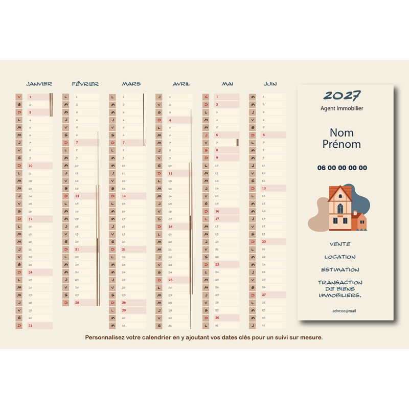 Calendriers A4 recto/verso personnalisés F01